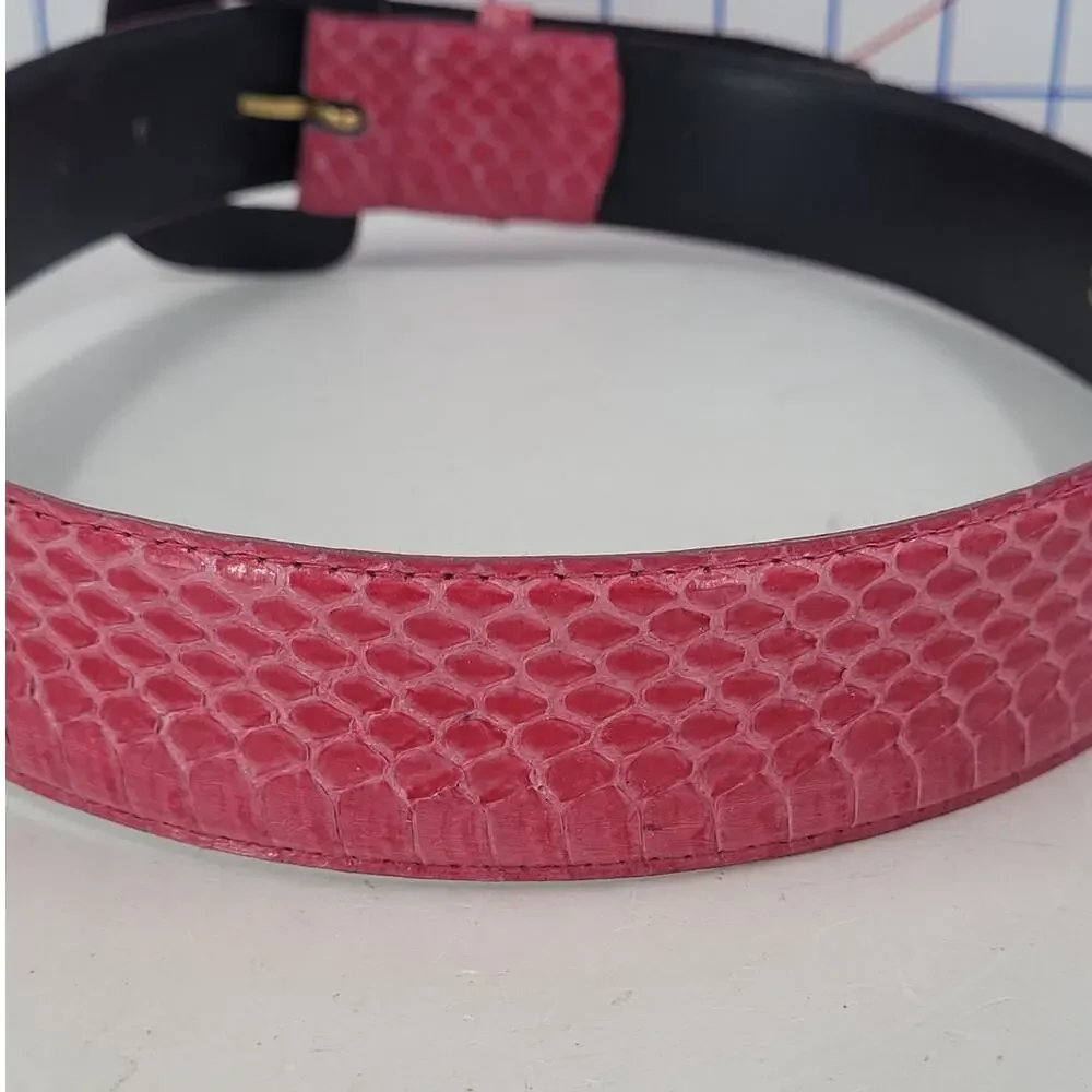 Sunco 80s Pink Snakeskin Wide‎ Belt Vintage Statement Accessory Bold Style